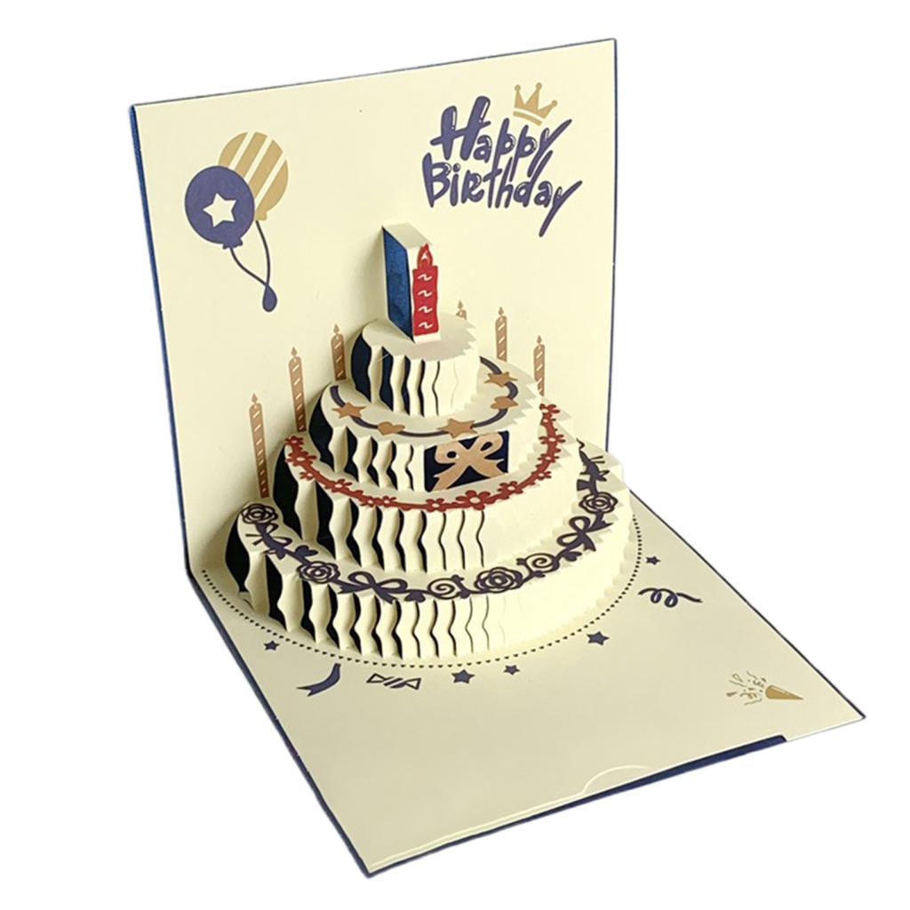Yousheng 3D-Geburtstagskarte, Pop-Up-Grußkarte mit Musiklichtern, Happy Birthday-Karte mit Kuchen für Frauen, Männer, Kinder, Freunde