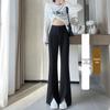 Women's High-Waist Black Flared Suit Pants - Slim Fit, Wide Leg, Spring 2024 Collection