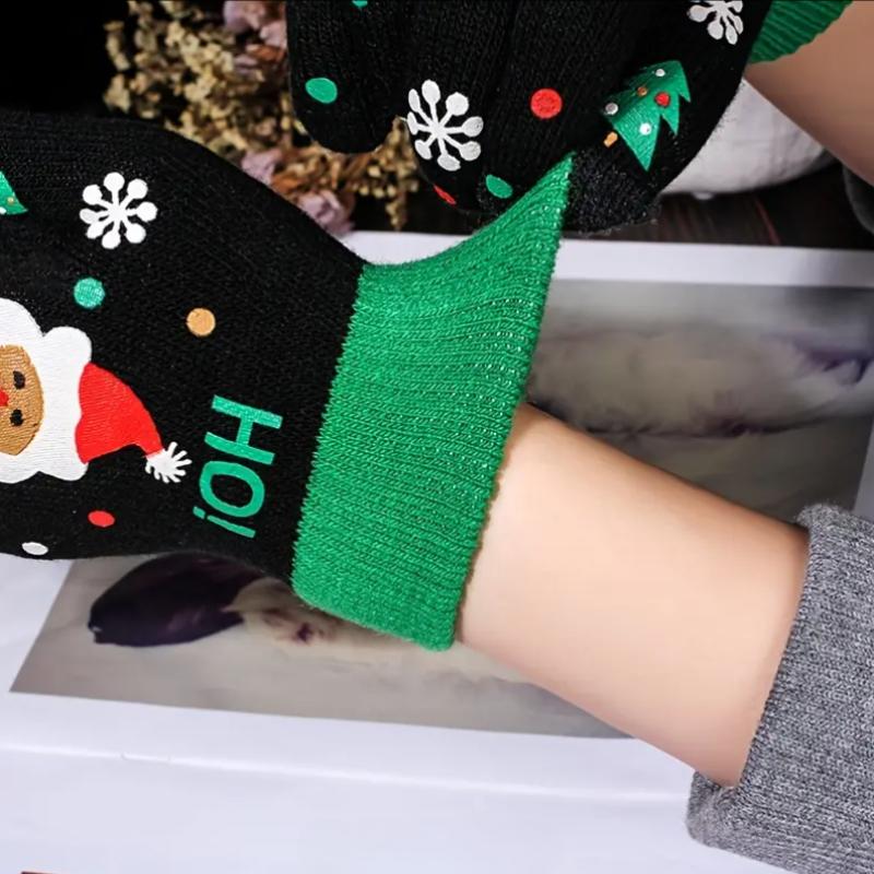 1-10 Paar Thermische Strick Fünf-Finger Weihnachts-Handschuhe Warme Touchscreen Winterhandschuhe für Erwachsene und Kinder Feiertags-Reitzubehör