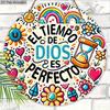 DIOS Wooden Sign with Spanish Bible Scriptures - Round Sign for Front Door, Wall, Room Hanging Decor - Ideal Home Hanging Ornament