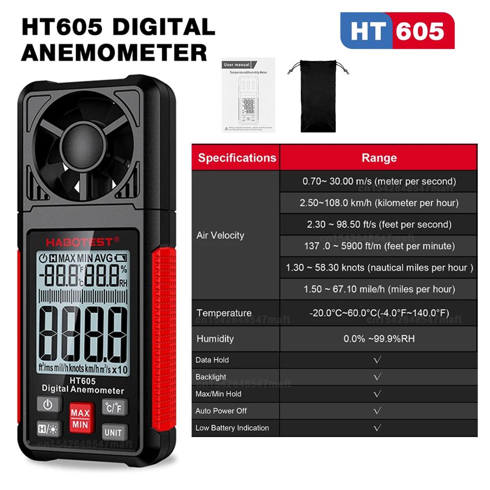 HABOTEST EMF Meter Radiation Detector Sound Level Decibel Meter Gas Detector Temperature Humidity Light Lux Meter Anemometer