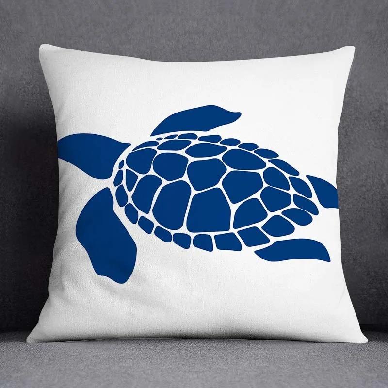 Blue Pattern Printed Cushion Cover Home Decoration Square House Bedroom Living Room Sofa Cushion Cover 45x45cm