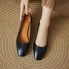 Women's High-heeled Single Shoes Simple and Versatile Thick Heel Large Size Square Head Shallow Mouth Low-top Shoes