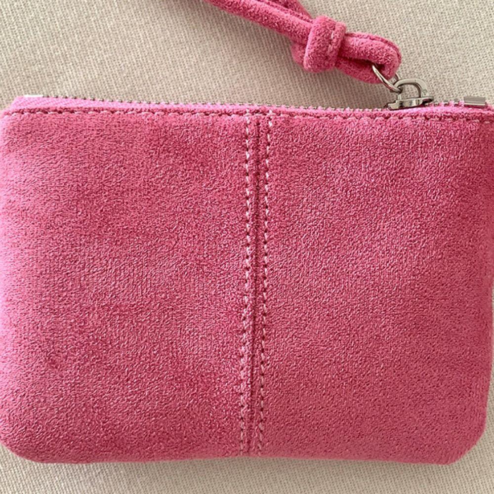 PU Leather Suede Coin Purse Shoulder Bag Hanging Neck Lanyard Wallet Makeup Storage Korean Style Mini Storage Bag Travel