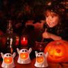 Halloween Ghost LED Candle Light Flickering Candle Lamp Black White Ghost Tealight Horror Table Decor for Party Haunted House