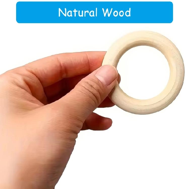 40Pcs Wood Hoops for Craft Pendant Connectors Jewelry Making, 8 Size 15-50mm Unfinished Wood Rings Circles