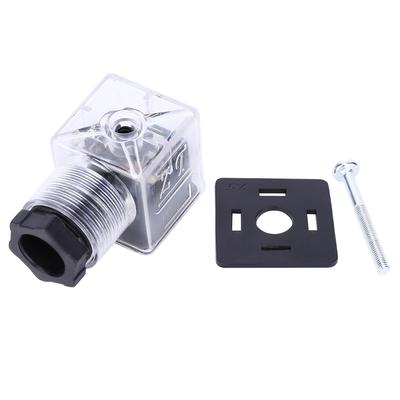 Hydraulic Solenoid Coil Valve Plug with Lamp Transparent  AC 220V Solenoid Valve Connector Hydraulic Solenoid Plug