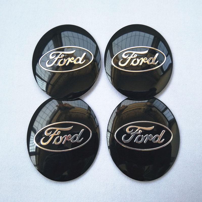 Elegant 4 Stück 56mm Auto Radnabenkappen Emblem Aufkleber für Ford Schwarz und Blau