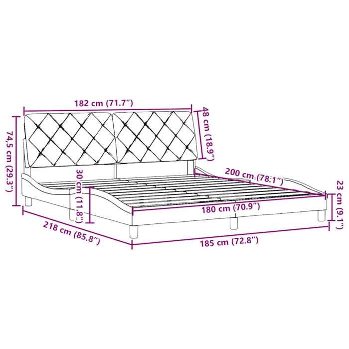 VidaXL Cadre de lit sans matelas gris foncé 180x200 cm tissu 3310616