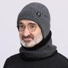 Elderly Men's Thick Knit Winter Hat with Ear Protection