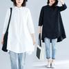 Summer Loose Lapel Seven Quarter Sleeve Women's Mid Long Length Shirt