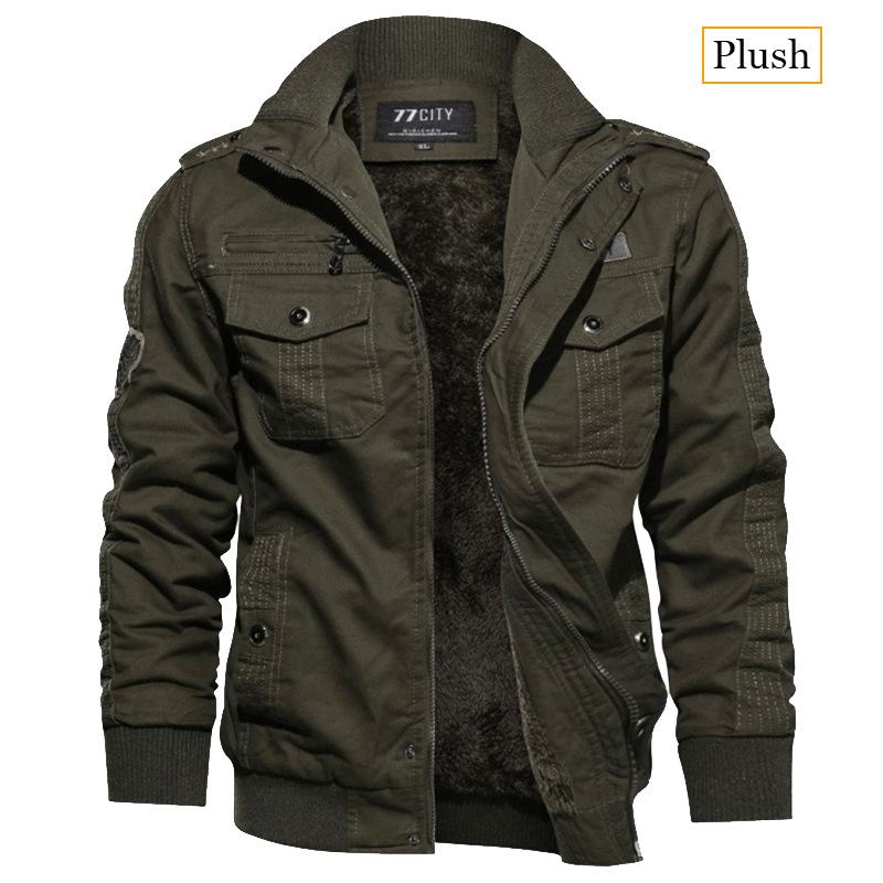 Autumn Winter Men's Casual Jackets Man Fleece Tactical Jacket Embroidery Windproof Multiple Pockets Outdoor Workwear Coat
