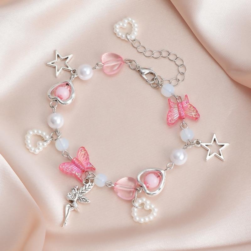Beach Jewelry Butterfly Heart Star Bracelet for Women Girls Colorful Wristchain