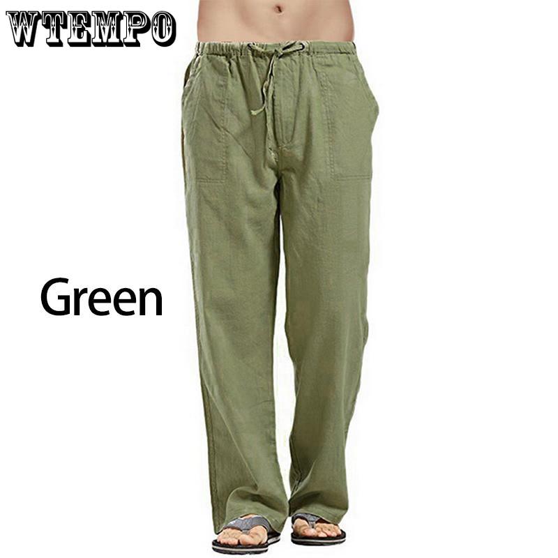 Men's Autumn Streetwear Elastic Waists Trousers Loose Pants Straight Party Pants Linen Plus Size