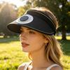 Chapeau de soleil design à sommet vide bord étendu protection solaire intégrale pour tout le visage chapeau avec ventilateur intégré alimenté par énergie solaire circonférence de tête réglable chapeau de paille