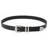 Womens Black PU Leather Belt With Rhinestone Decor Alloy Buckle Y2K Chic Waist Accessory Jeans Casual Office Wear