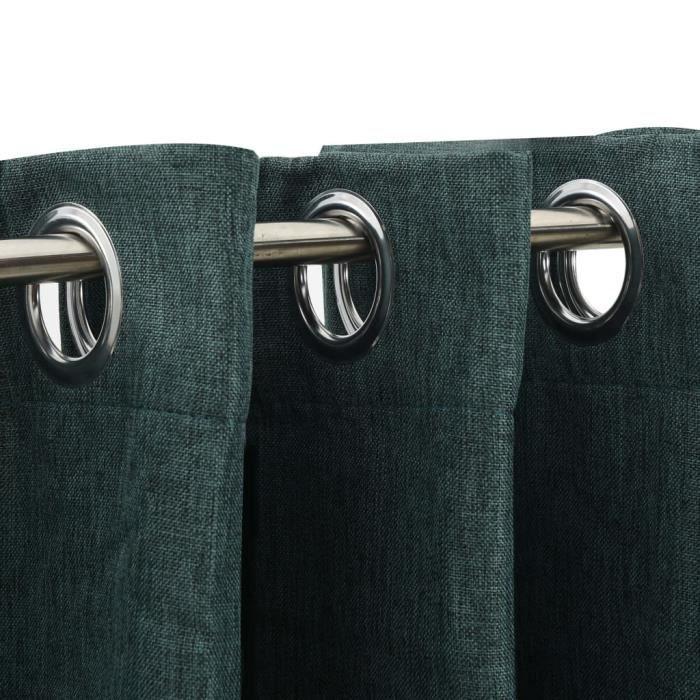 VidaXL Rideaux occultants Aspect lin avec œillets 2 pcs Vert 140x225cm