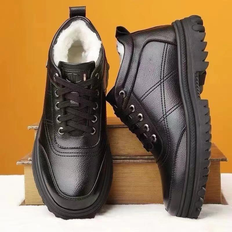 Men's cotton shoes are warm in winter, velvet and non-slip, men's casual high-top cotton shoes, men's cotton shoes, and men's leather cotton shoes.
