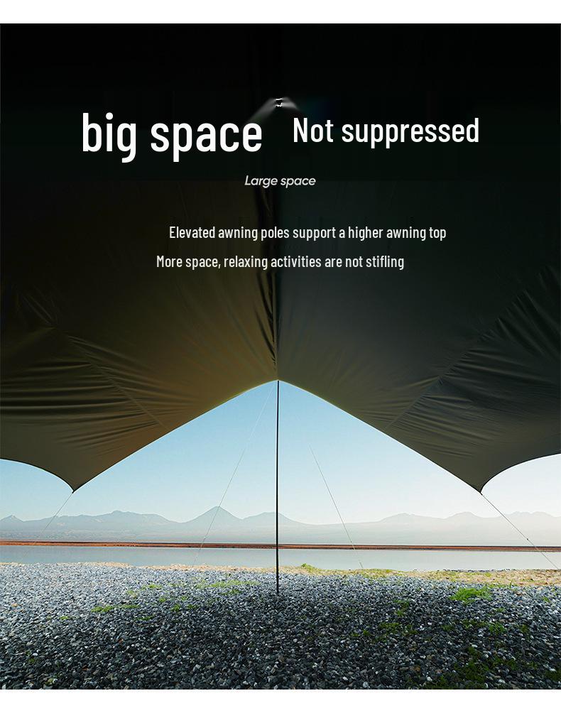 Swallowtail Black Glue Camping Awning with Silver Coating Sunshade Gazebo Tent