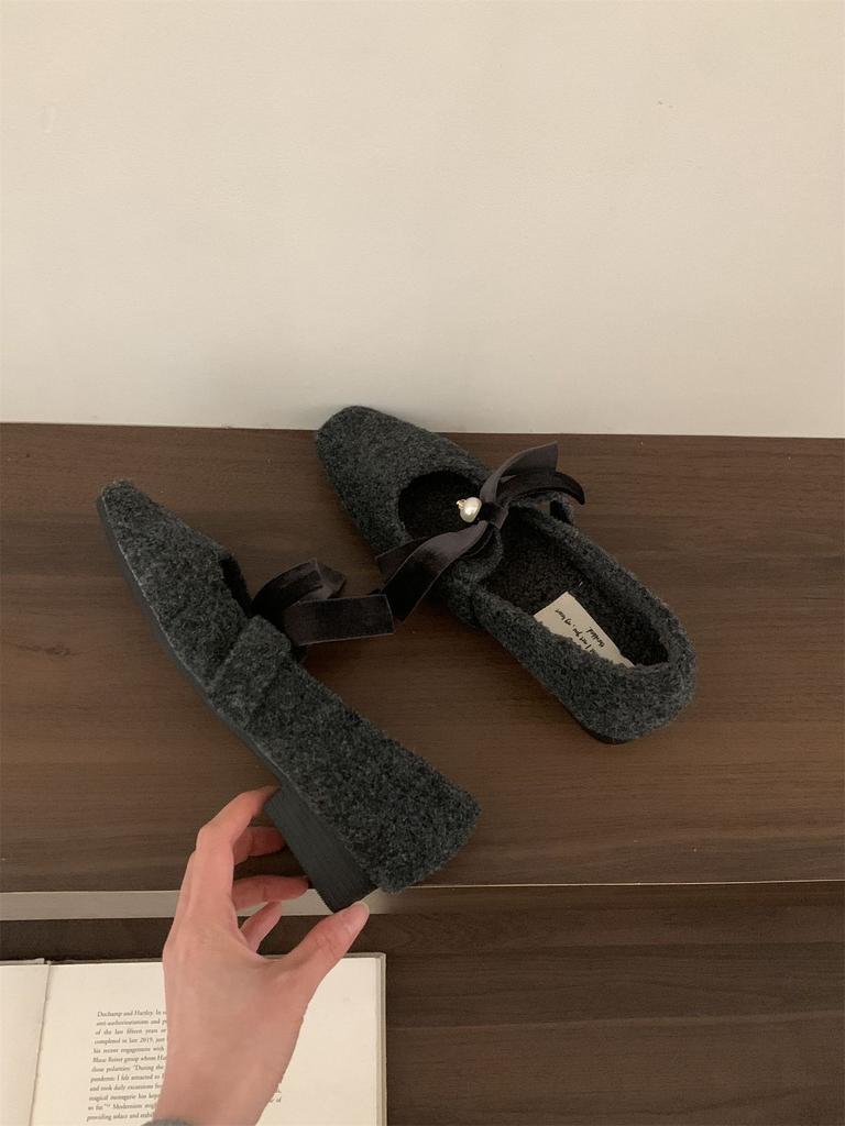 French small fragrant Mary Jane shoes flat black shoes autumn and winter retro late evening wind single shoes ladyshoes soft-soled women's shoes