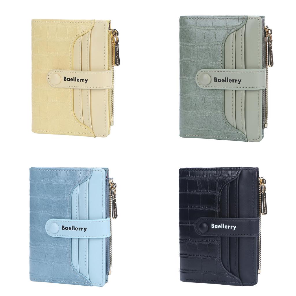 Pu Leather Womens Short Wallet With Two Fold Design And Multiple Card Slots