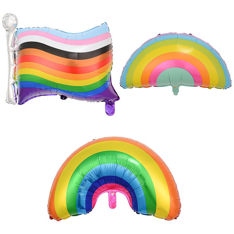 Rainbow Series Aluminum Foil Balloon Party Background Decoration Rainbow Stripes Flag Balloon Baby Shower Aluminum Film Balloon