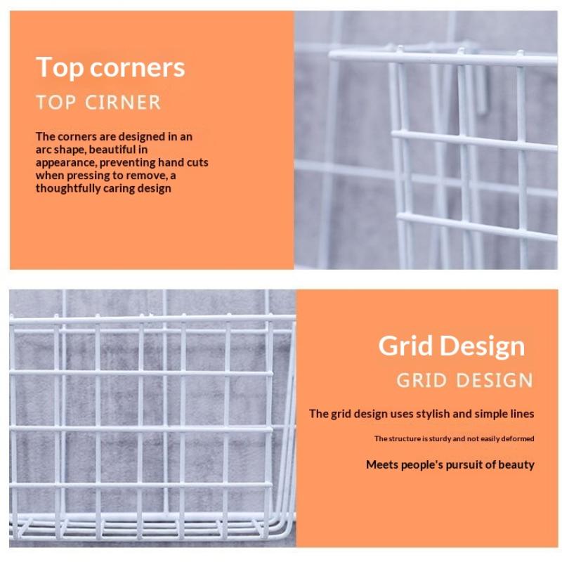 Metal Decorative Storage Basket Diy Iron Grid Flower Pot Hanging Shelf Wall Art Mounted Frame Mesh Display Rack Home Decoration