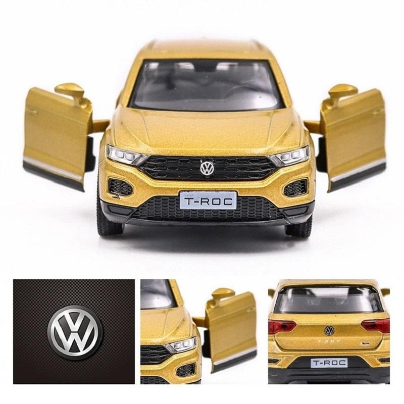 Volkswagen T-ROC SUV Simulation Diecast & Toy Vehicle Pull Back & Doors Open RMZ City 1:36 Alloy Car Model Gifts For Children