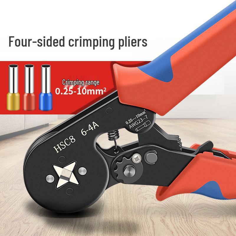 HSC8 6-4A European Ratchet Crimping Pliers Set with Manual for Labor-Saving Cold Crimping