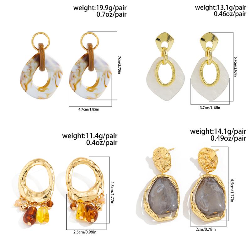 Ingemark 5 Styles Creative Irregular Acrylic Square Drop Earrings Set for Women Elegant Vintage Piercing Earrings Party Jewelry