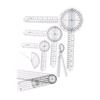 6pcs PVC Material 360° Goniometer Set Transparent Clear Angle Ruler Set  Physical Measurement