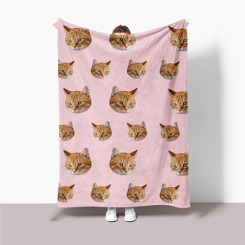 Rosa Hintergrund Foto Gesicht Haustierporträt Mit Bilddecke Personalisierter Stil Flanelldecke