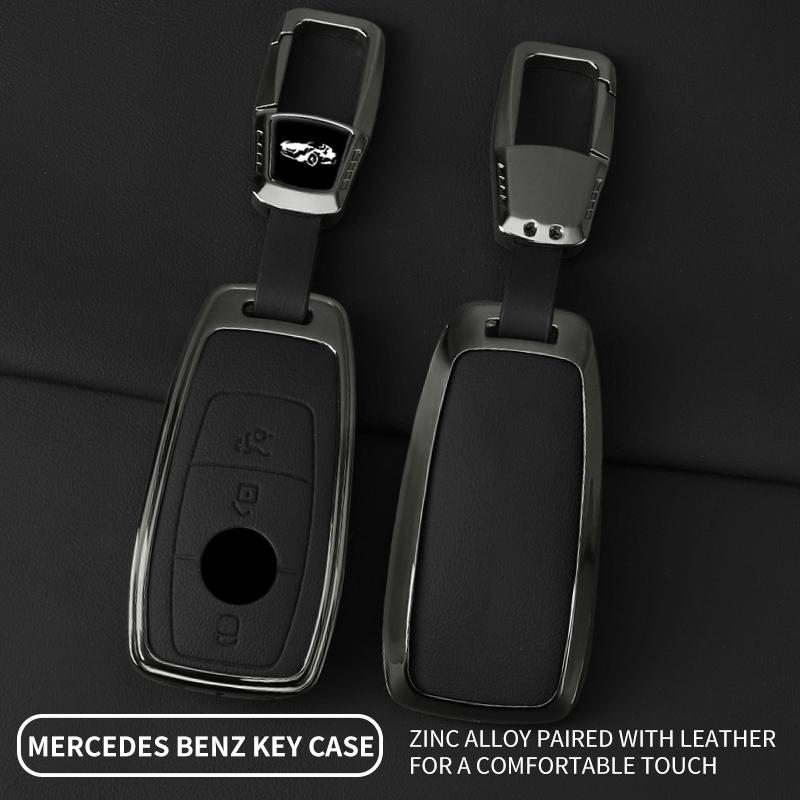 Interior Mouldings Zinc Alloy Leather Car Key Fob Case 3/4 Button Fits 2019 2020 Mercedes-Benz A220 E63S AMG E-Class GLE 350 4MA