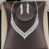 V-Shaped Luxury Diamond Clavicle Necklace Earrings Set Wedding Party Dress Bling Jewelry Accessory for Girls