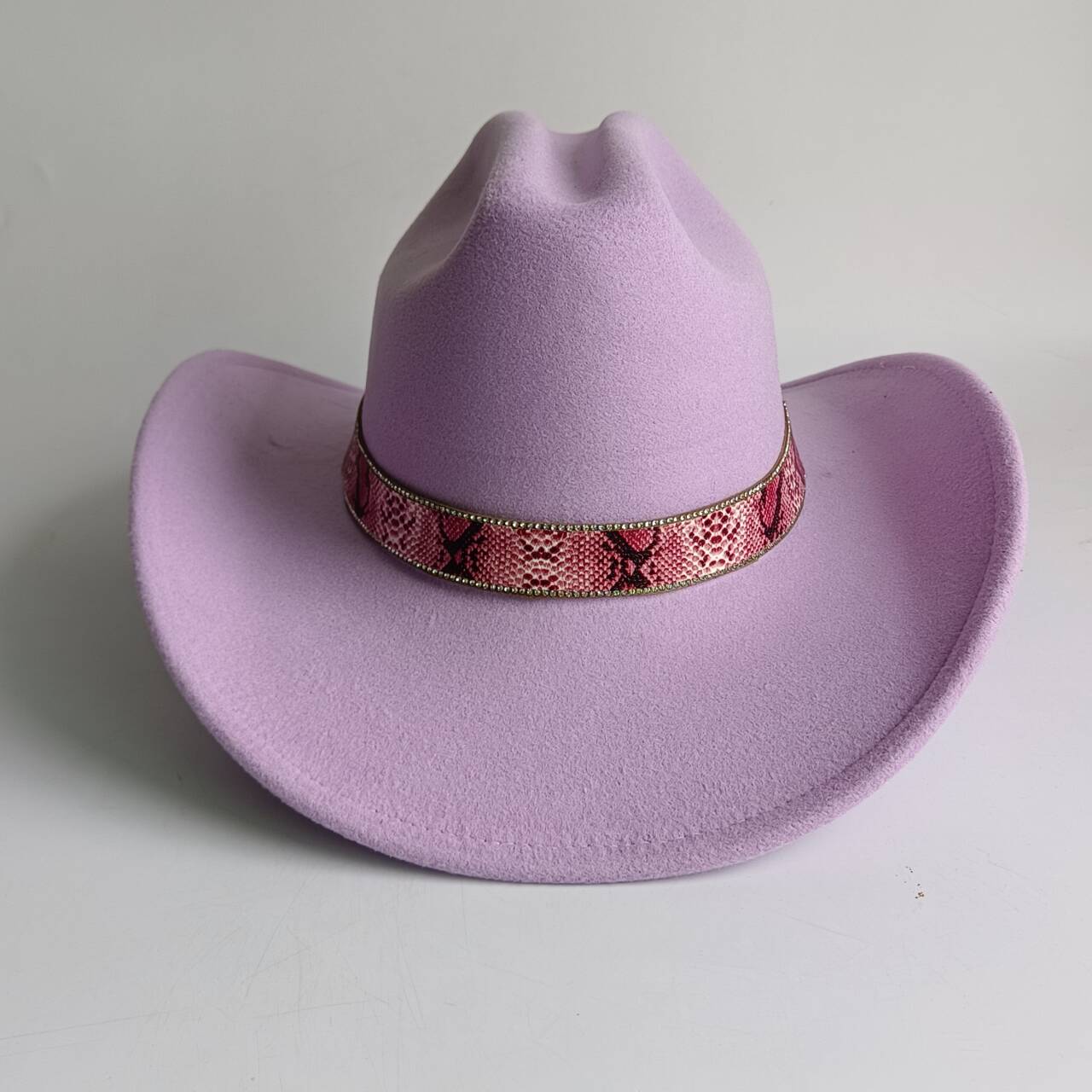 

Double concave cowboy wide brim fedora hat with snake pattern belt, riding hat, wide brim rancher hat, cowboy hat M56-58CM