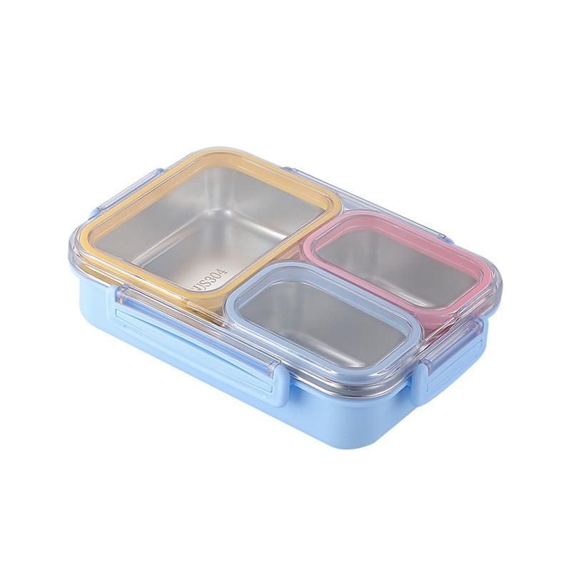 Stainless Steel 3-Compartment Lunch Box Leakproof Food Container Adults Microwave Safe Bento