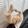 Women's Luxury Plush Clutch Cute Bow-shaped Handbag Headphone Coin Purse Fashion Faux Fur Solid Color Soft Pleated Cloud Bag