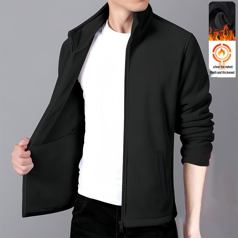 Men s Fleece-Lined Stand-Up Collar Windproof Jacket (Autumn/Winter 2025) 4XL (160-180 jin)