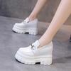 Fashion Women's Vulcanize Shoes Platform Sneakers 11cm Wedge Heel Bowknot Female Casual Shoes 2025 Spring Summer Chunky Leather Shoes