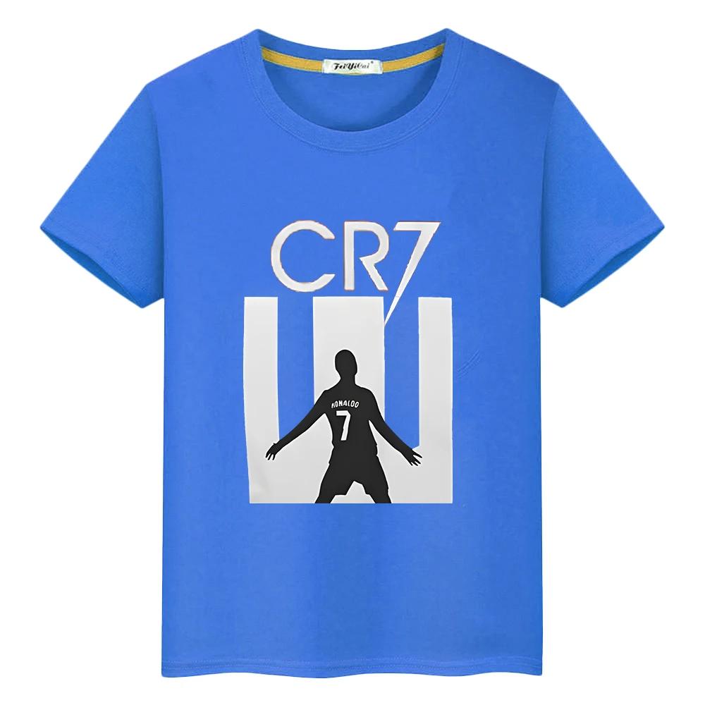 Football fan CR7 t shirt for kids boy 10years 100%Cotton anime Short y2k one piece Ronaldo print Tops pride tshirt kids clothes girls Fun Cute T-shirt