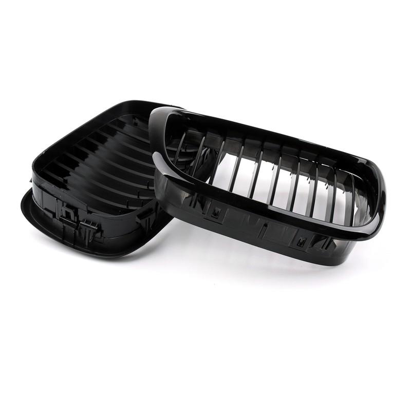 Front Fence Grill Grille ABS Gloss Black Mesh For BMW 5-Series 2001 2002 2003 2004