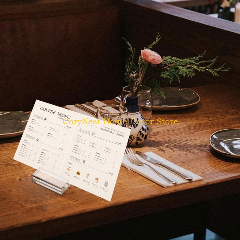 92MF 10Pieces Clear Table Number Holders Small Sign Display Stand Acrylic Texture Suitable for Menu Display and Office Use