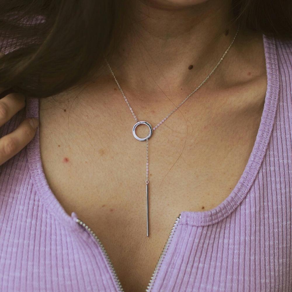 INS Simple Style Long Pendant Necklace for Women Romantic 925 Sterling Silver Gold Color Silver Color Gifts thdaFine Jewelry