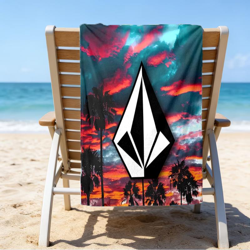 proof beach towel with a V-VOLCOM LOGO1 pattern - soft,absorbent,quick-drying,machine washable - perfect for swimming,camping,bathing