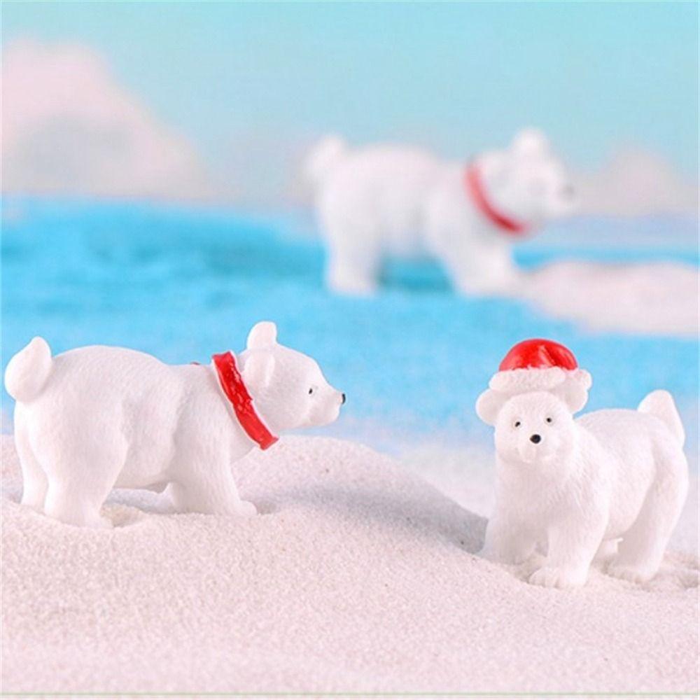 Home Decoration Craft Garden Decor Polar Bear Figurines Ornament DIY Accessories Christmas