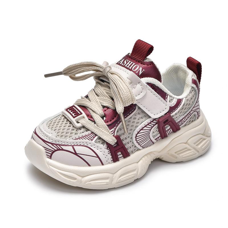 Children's sports shoes, new spring model, lightweight, casual, soft-soled, versatile double-mesh shoes, dad shoes for boys and girls