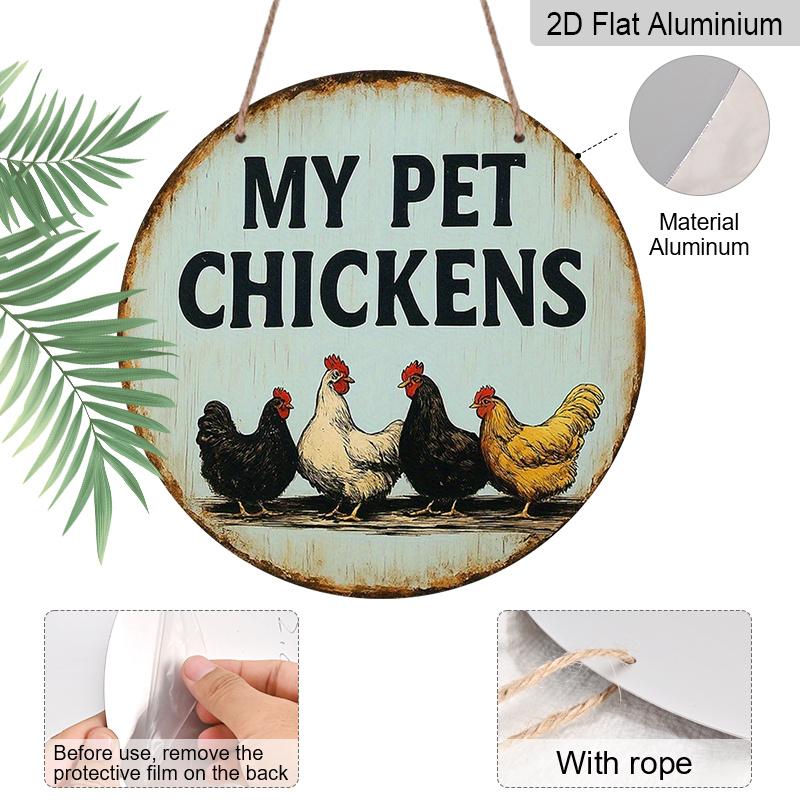 2D Flat 1pc, 8x8 in, Round Aluminum Metal Decorative Signs & Plaques for Chicken Coop, Wall Home Room Cottage Decor for Street, Shop, Garage, Farm