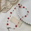 Hypoallergenically Crystal Bead Necklace Red Flower Detailing Lightweight Layering Jewelry Women Clavicle Chain