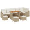 Set of 10 Garden Sofa Pieces with Beige Cushions Poly Rattan Acacia, 2-Seater Garden Sofa with Beige Cushions 3362681