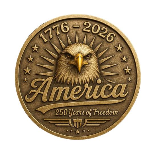 US 250th Anniversary Coin Commemorative 250 Years of Freedom Coin 1776 To 2026 Patriotic Keepsake Coin Gift for Collectors History Enthusiasts